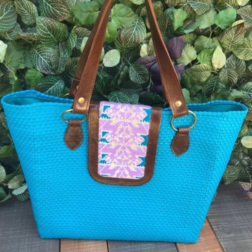 Oaxaca Handwoven Plastic & Embroidered Handbag